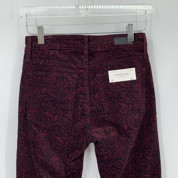 AG Adriano Goldschmied Farrah Skinny velvet corduroy pants jeans paisley new 27 - Picture 3 of 6